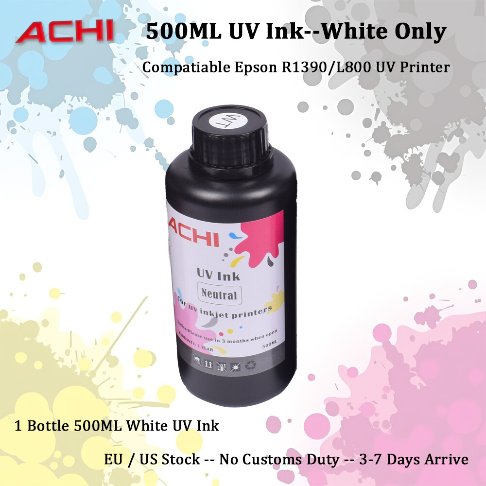 500ml UV Ink For ACHI A3 A4 A5 UV Printer Epson R1390 L800 Nozzle 5 Bottle CMYKW