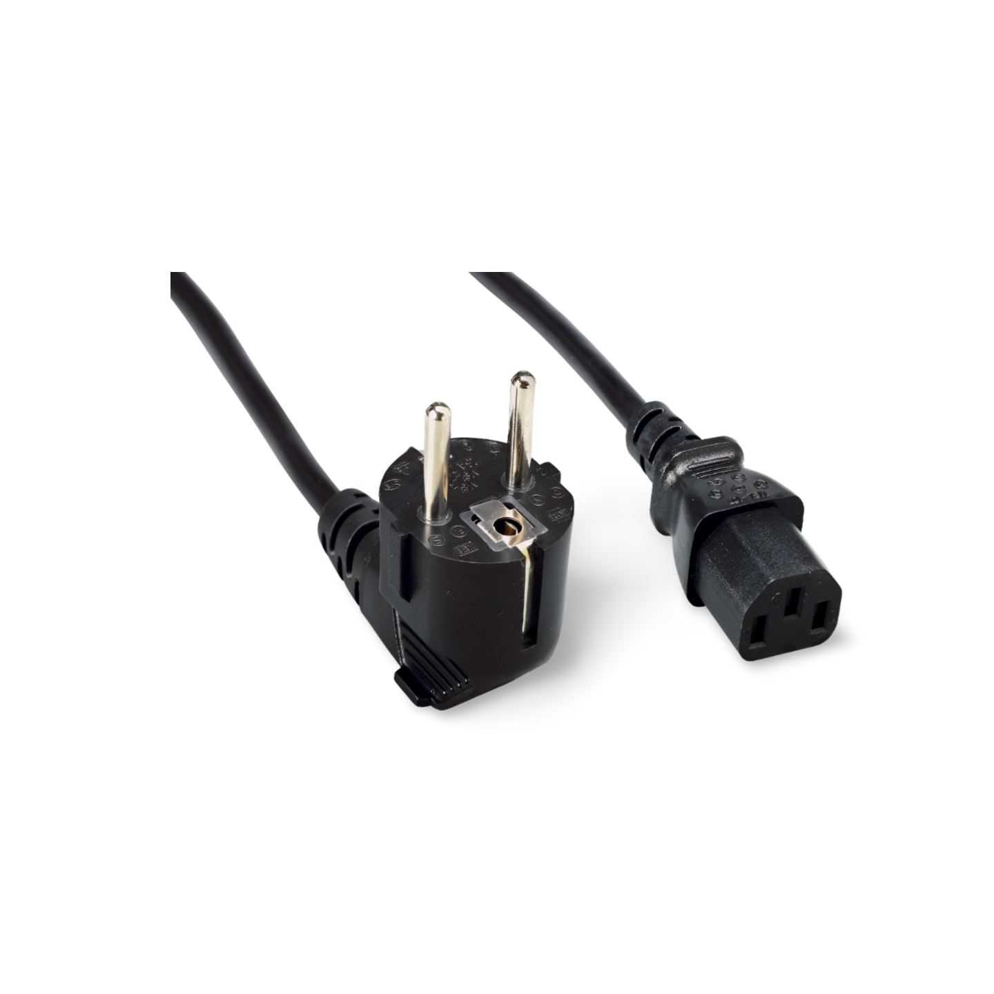 6ft European Schuko Power Cord Right Angle IEC 60320 C13 - Black
