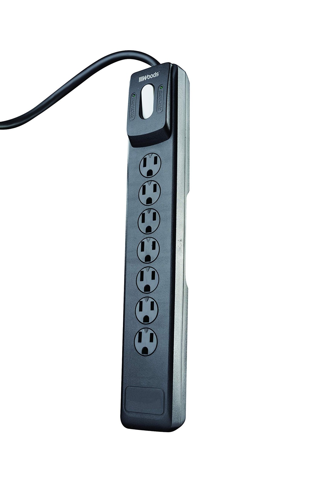Woods 41626 1780 Joules 7-Outlet Surge Strip With 4' Cord One Size, Black