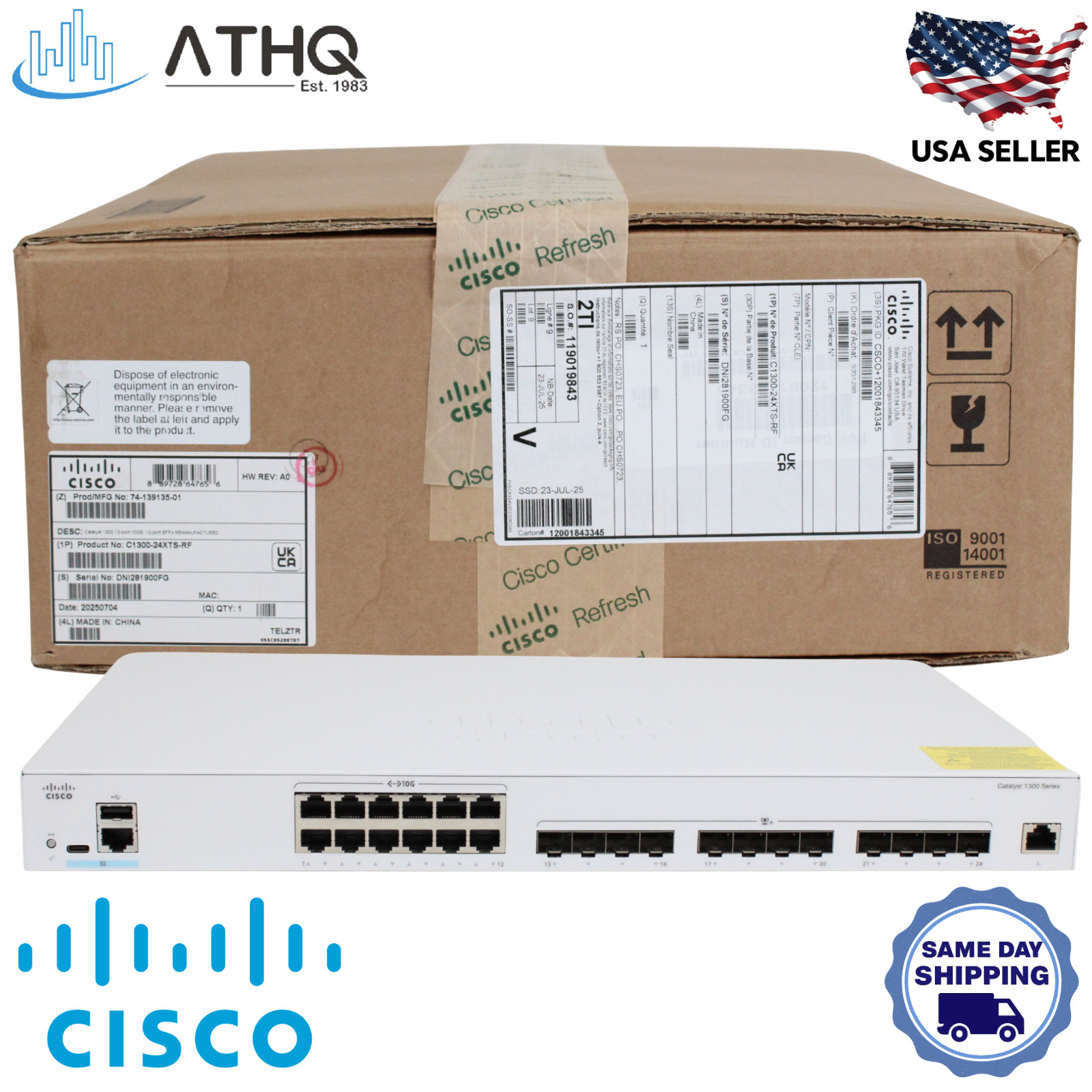 Cisco Catalyst C1300-24XTS 24-Port 10G RJ45/SFP+ Managed Network Switch Refresh