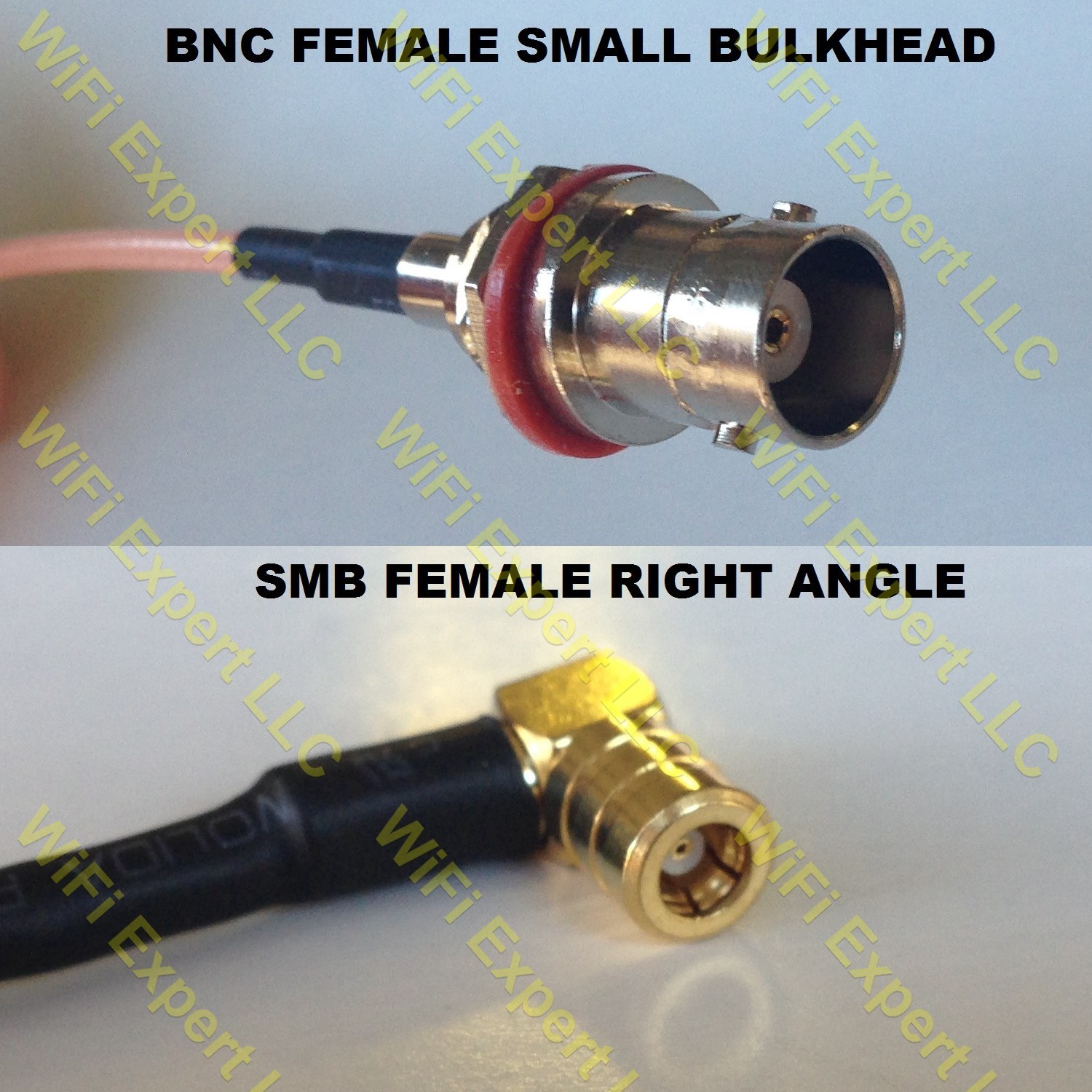 USA-CA RG188  BNC FEMALE SM BULKHEAD to SMB FEMALE ANGLE Coaxial RF Pigtail Cabl