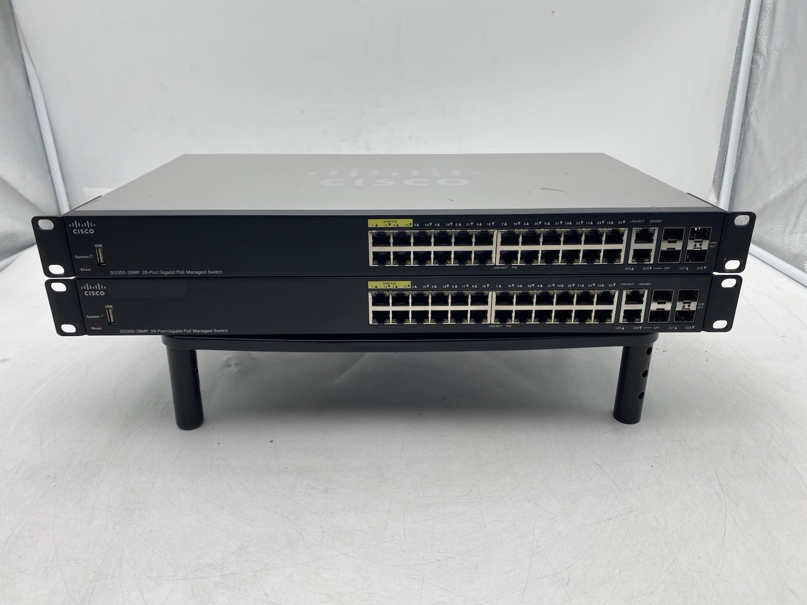 Lot of 2 Cisco SG350-28MP-K9 28-Port PoE Managed Gigabit Switch