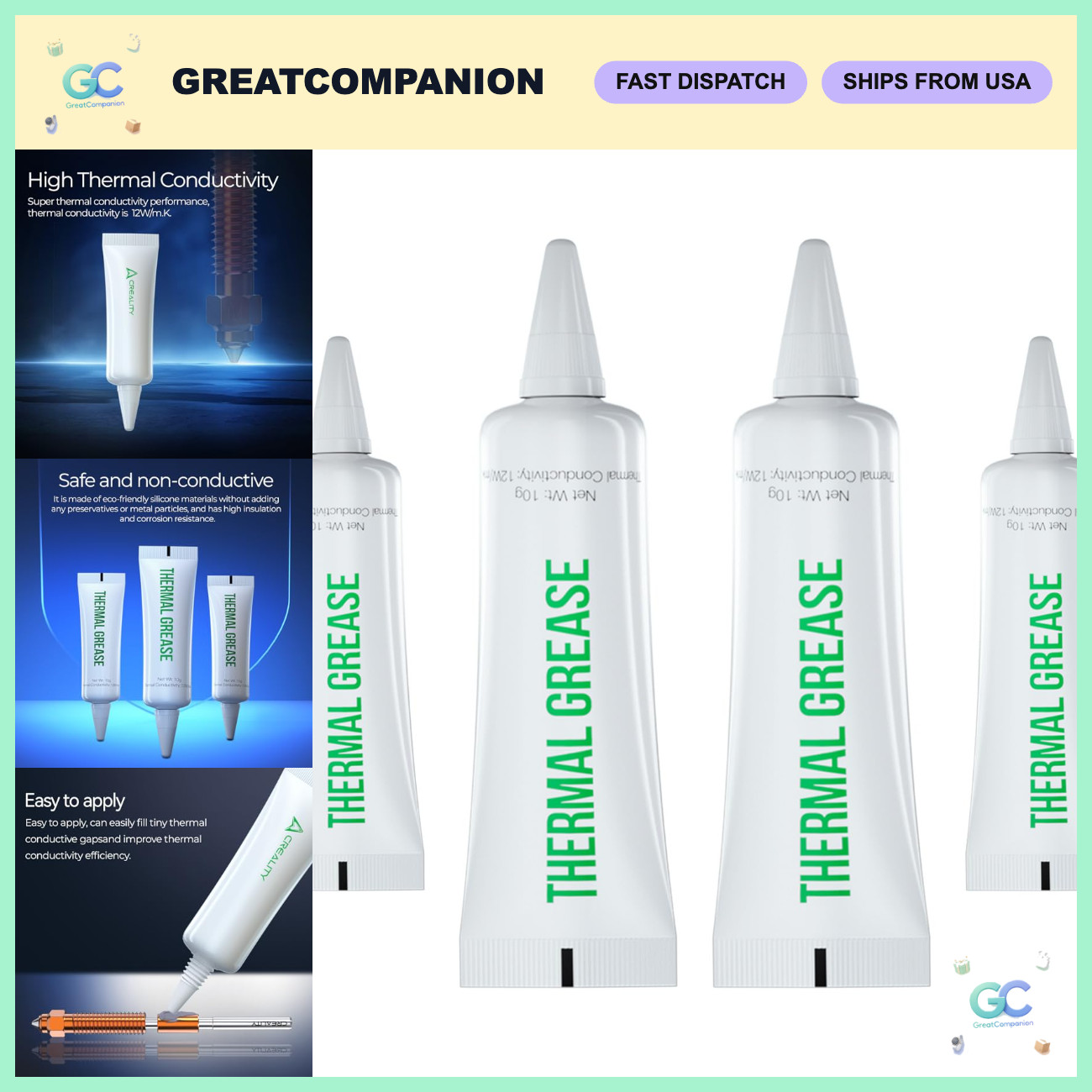 High Thermal Conductivity Silicone Paste for 3D Printers - Non-Toxic, Odorless,