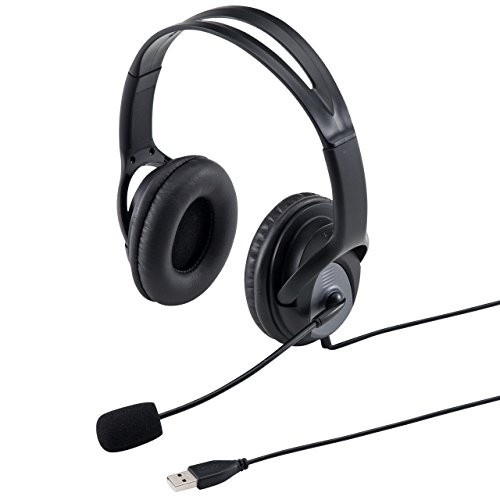 Sanwa Supply Headset USB A Connection Large Soft Ear Pads Omnidirectional Black