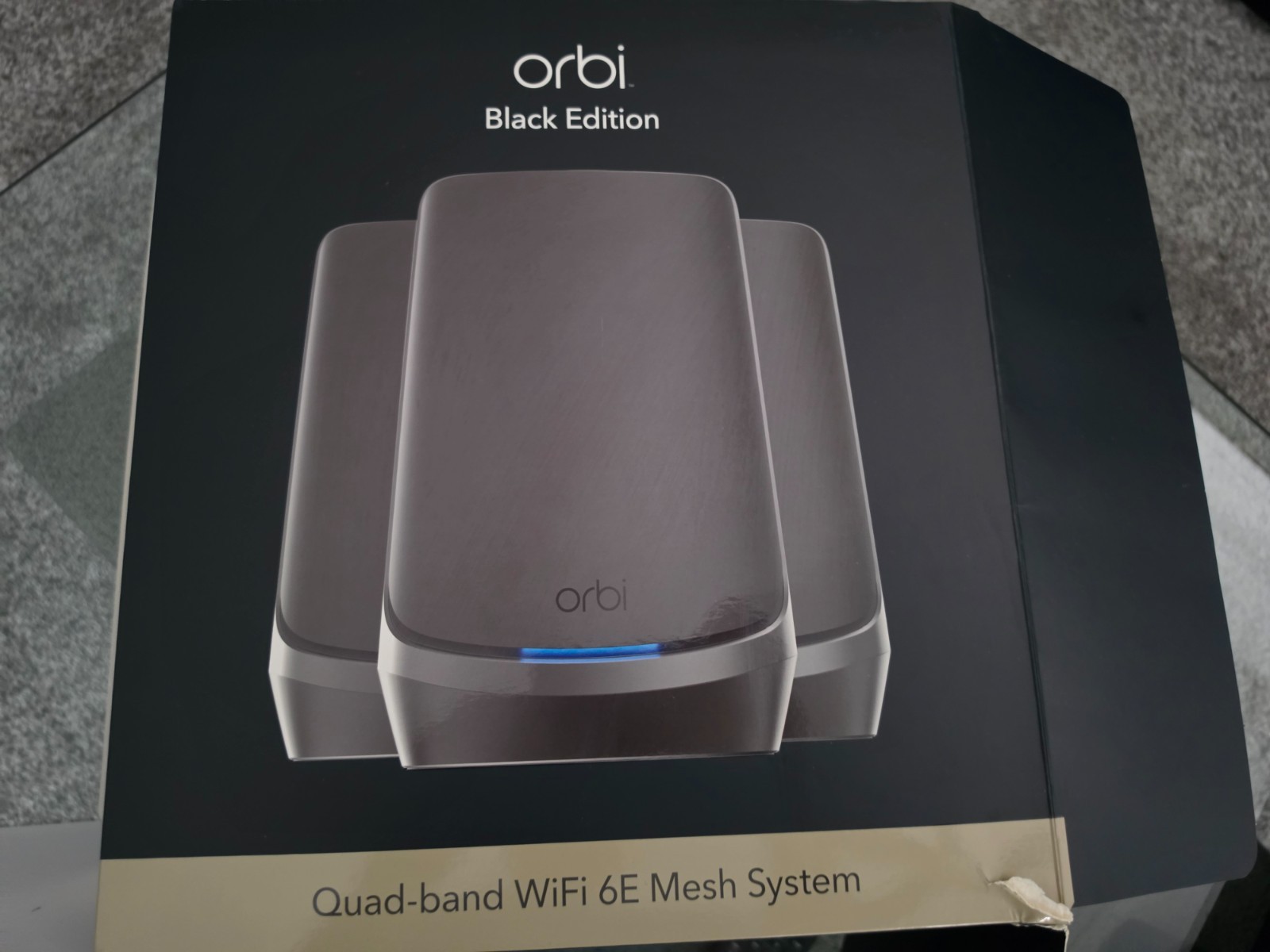 NETGEAR Orbi RBKE963B Black WiFi 6E Mesh System 3-Pack AXE11000 in Original Box