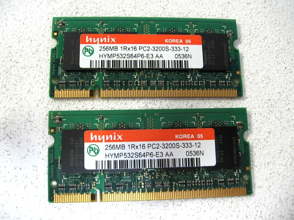 Hynix HYMP532S64P6-E3 AA - 256MB RAM Memory (400MHZ), Lot of 2