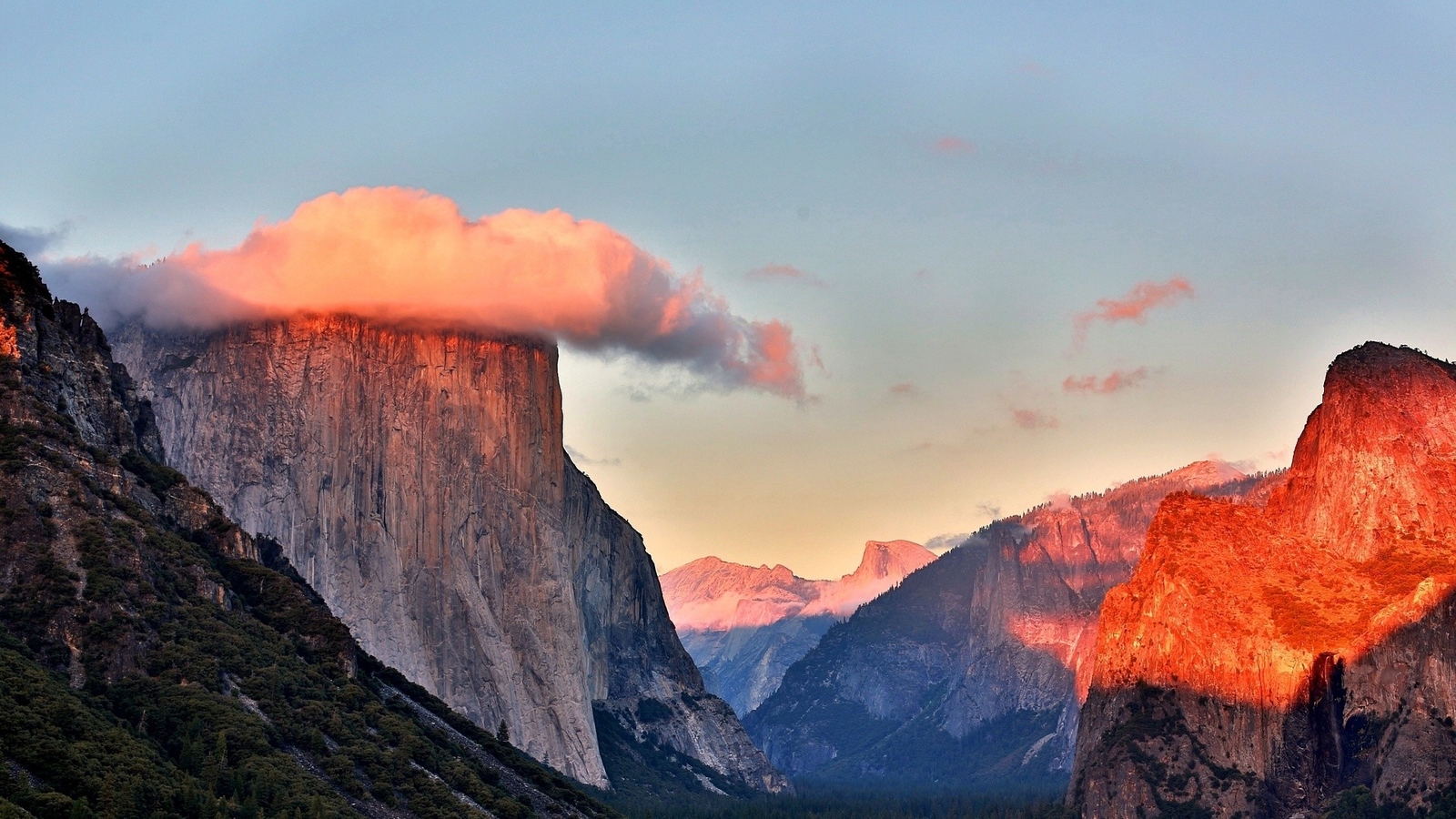 Landscape nature cliff clouds mountains yosemite Custom Gaming Mat Desk