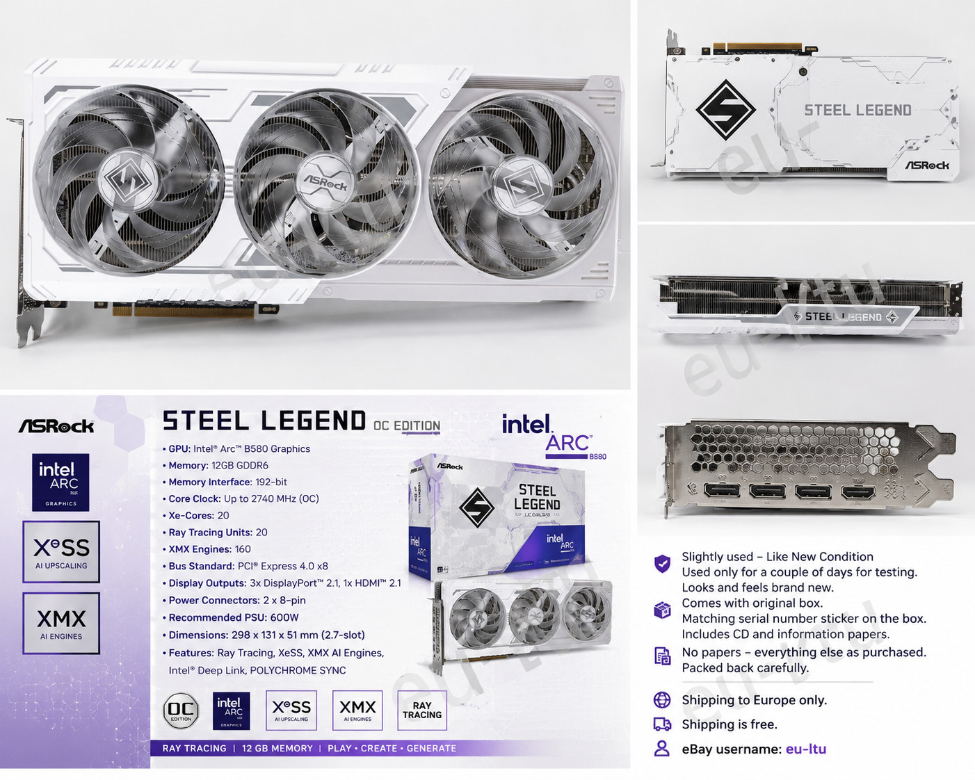 ASRock ARC B580 Steel Legend OC 12GB DDR6