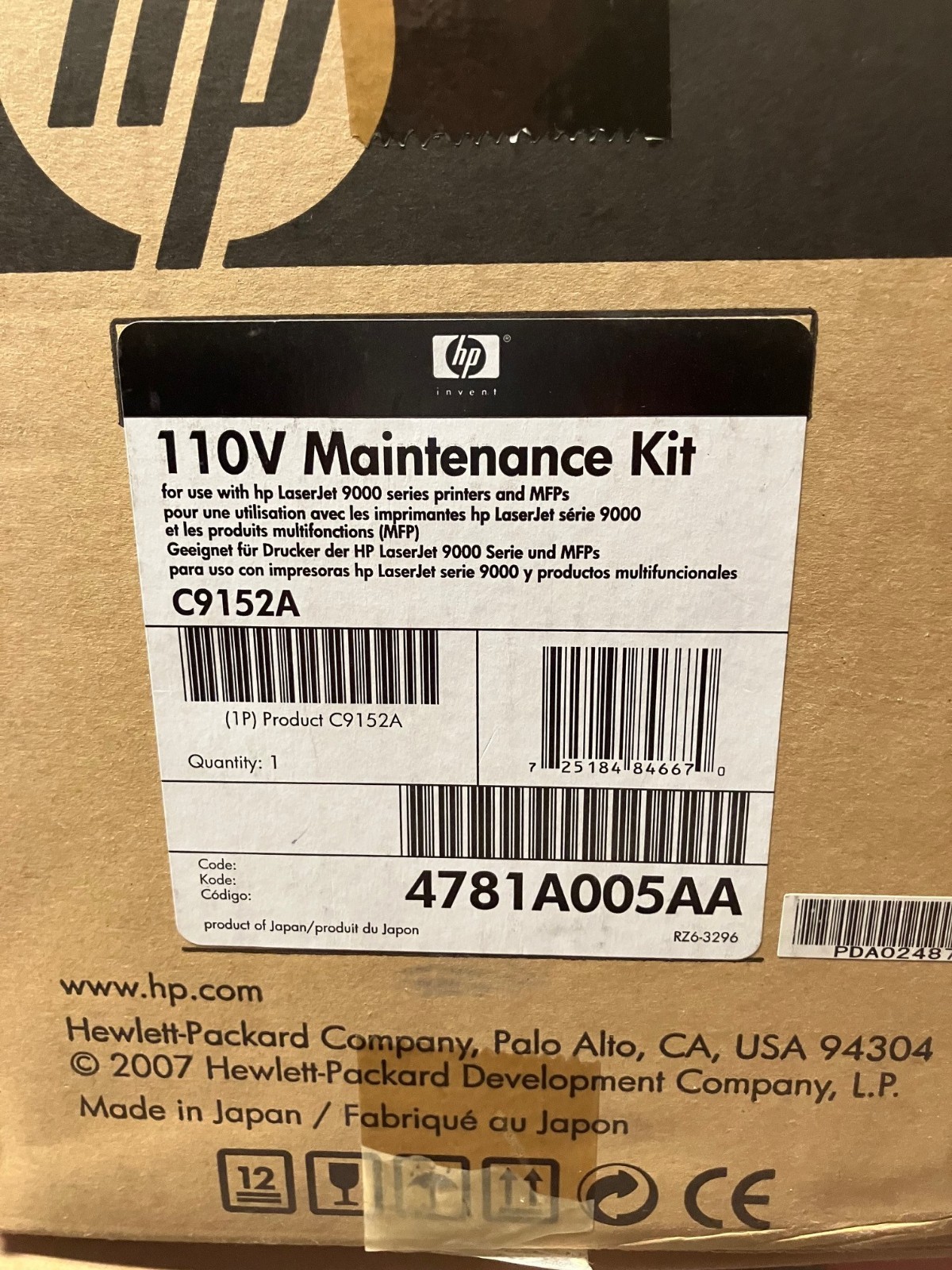 Genuine HP LaserJet 9000 9040 9050 Maintenance Kit - C9152A New, Sealed*