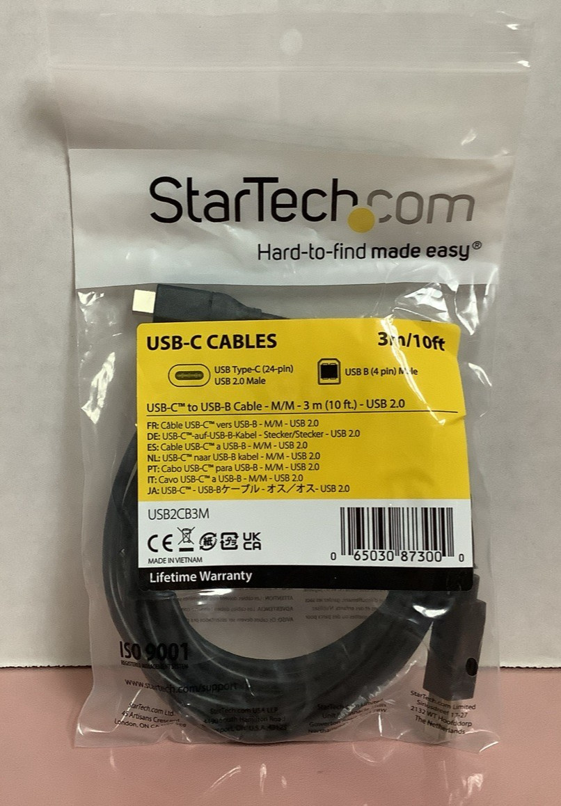 StarTech USB-C to USB-B Cable - M/M - 10 ft. - USB 2.0 - USB2CB3M