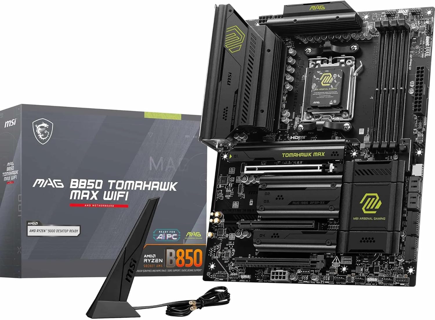 MSI MAG B850 Tomahawk MAX Wifi Motherboard, ATX - Supports AMD Ryzen 9000/8000 /
