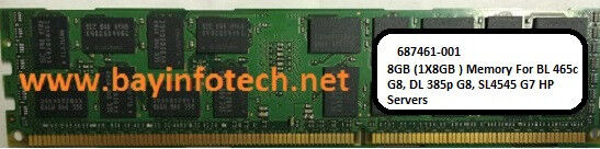 687461-001 8GB (1X8GB ) Memory For BL 465c G8, DL 385p G8, SL4545 G7 HP Servers