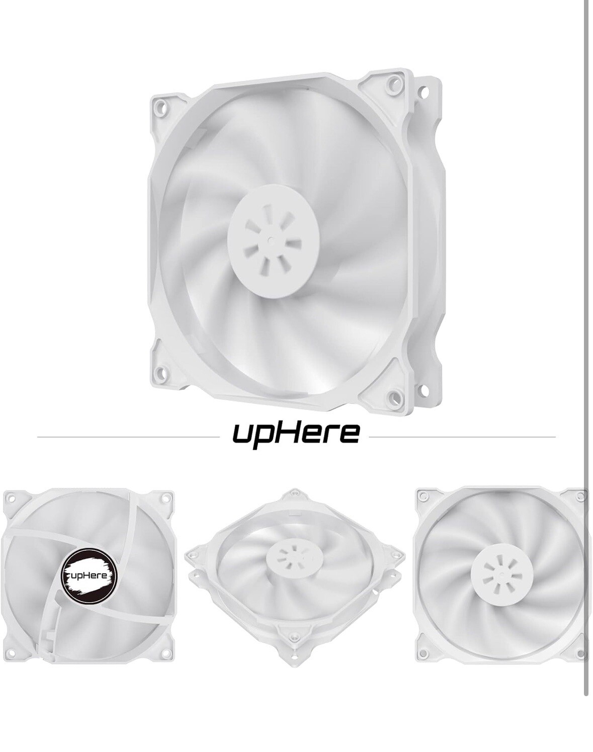 uphere 120mm White Case Fan Long Life for Computer Case Cooling 3-Pack(12WT3-3)