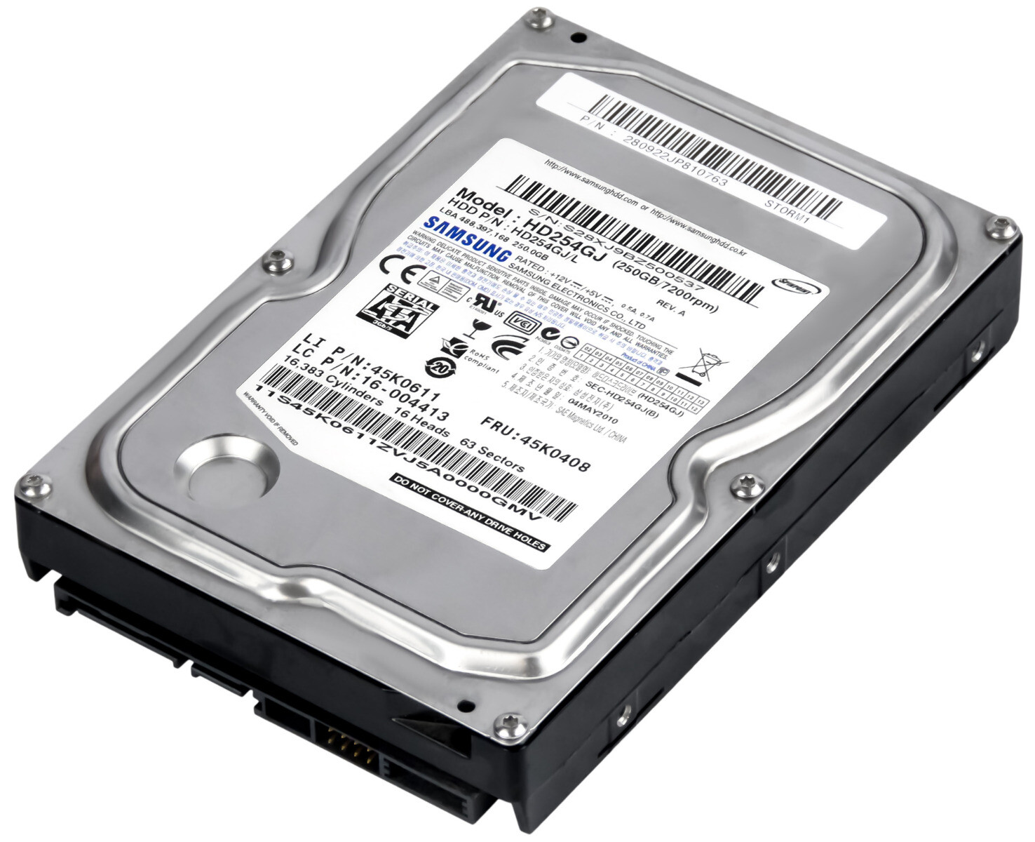 HARD DRIVE IBM 45K0408 HD254GJ 250GB 7.2K 8MB SATA II 3.5'' 