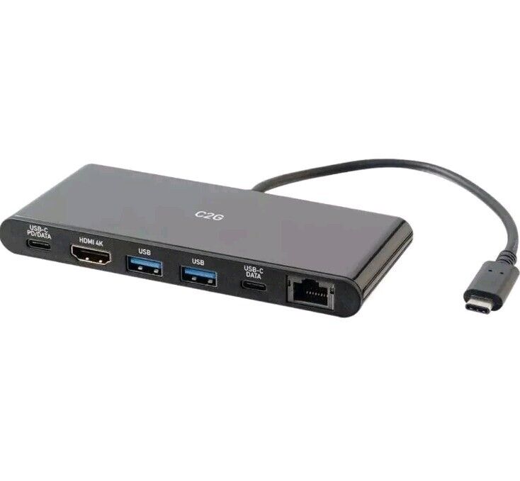 C2G 28845, USB-C Docking Station, W/4K HDMI, Ethernet, USB And Power Delivery 