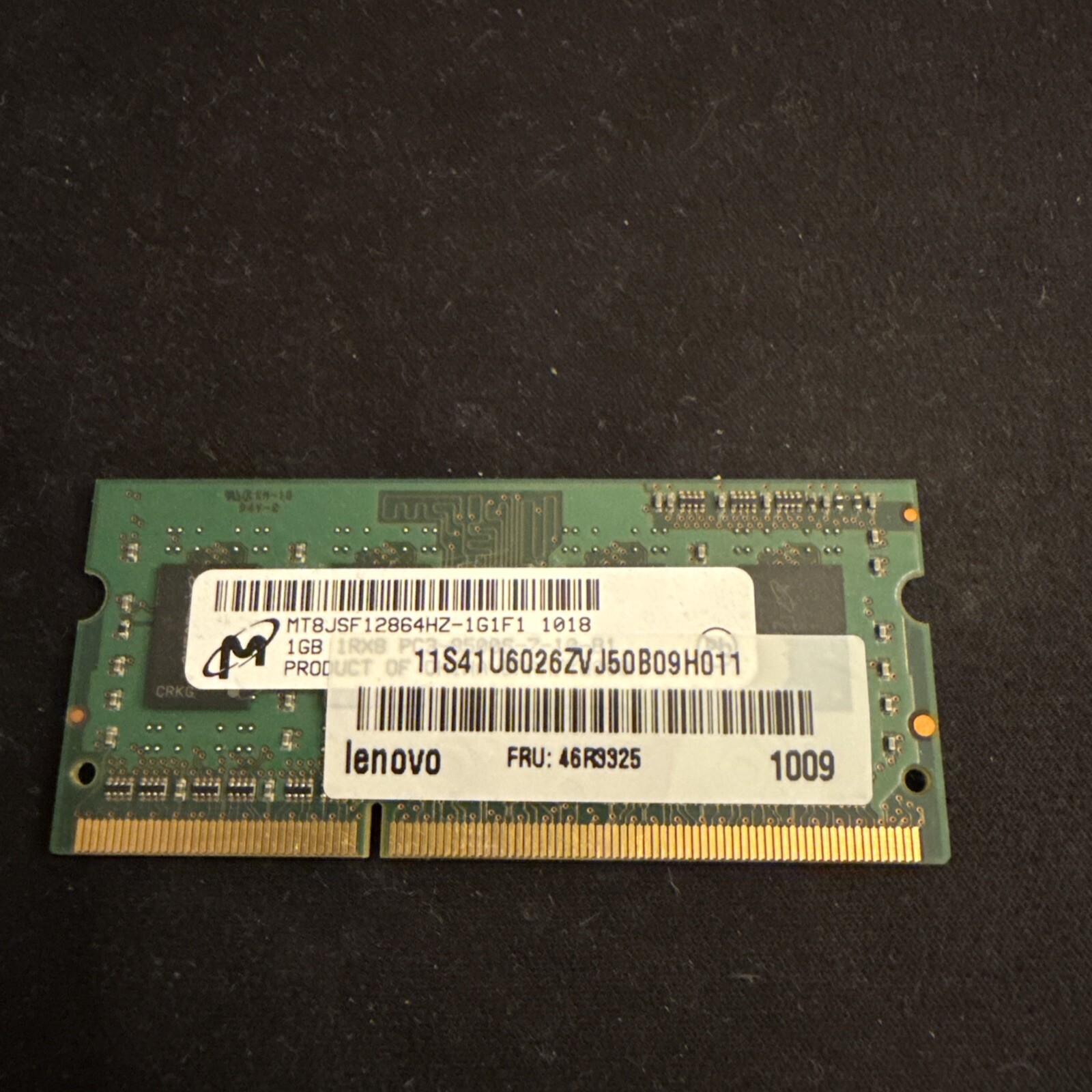 Micron MT8JSF12864HZ-1G1F1 1GB 204Pin Unbuffered SO-DIMM Non-ECC DDR3 1066MHz