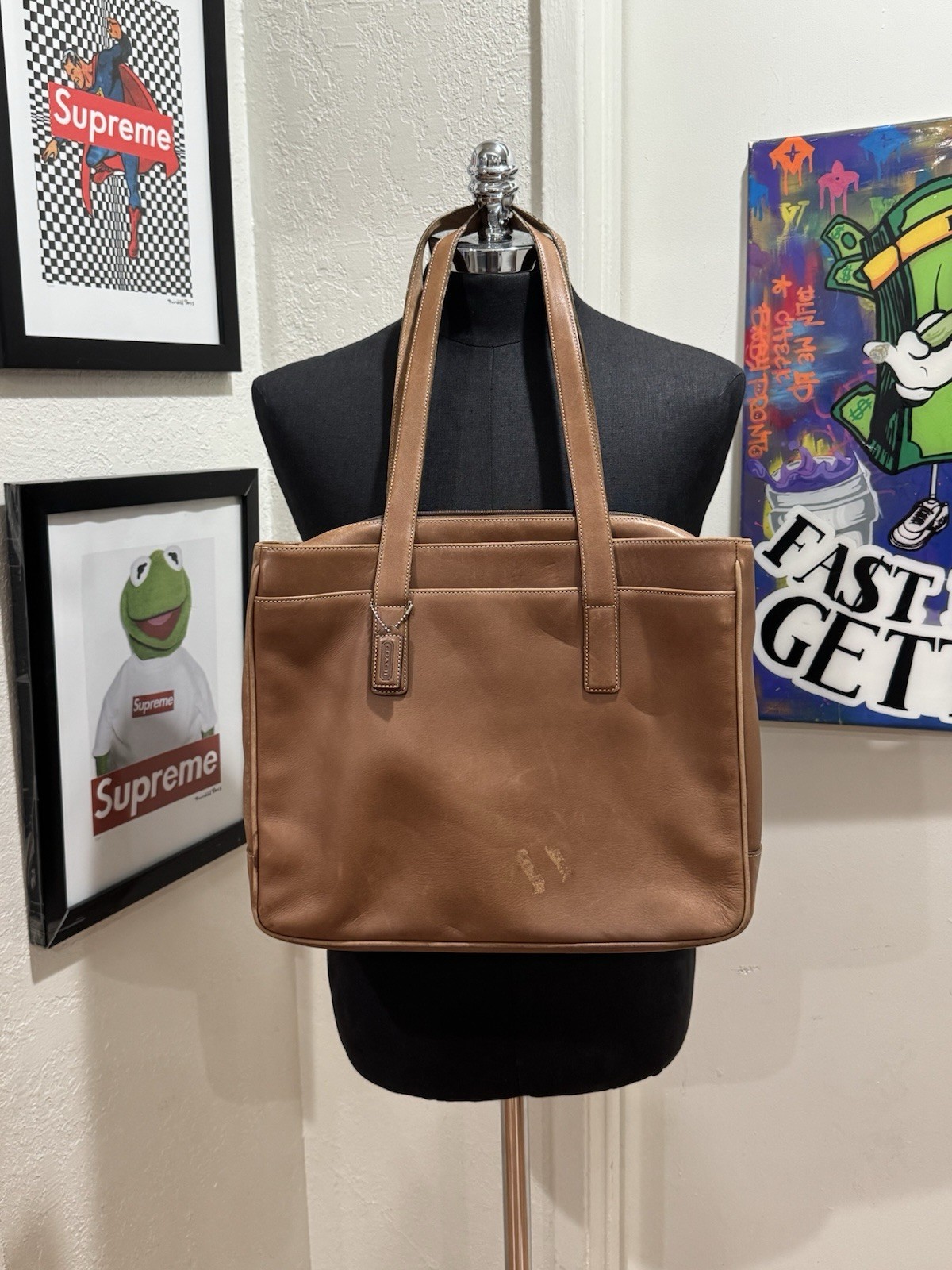 Vintage Coach 5209 Brown Leather BusinessTote Laptop Briefcase Y2K Shoulder Bag