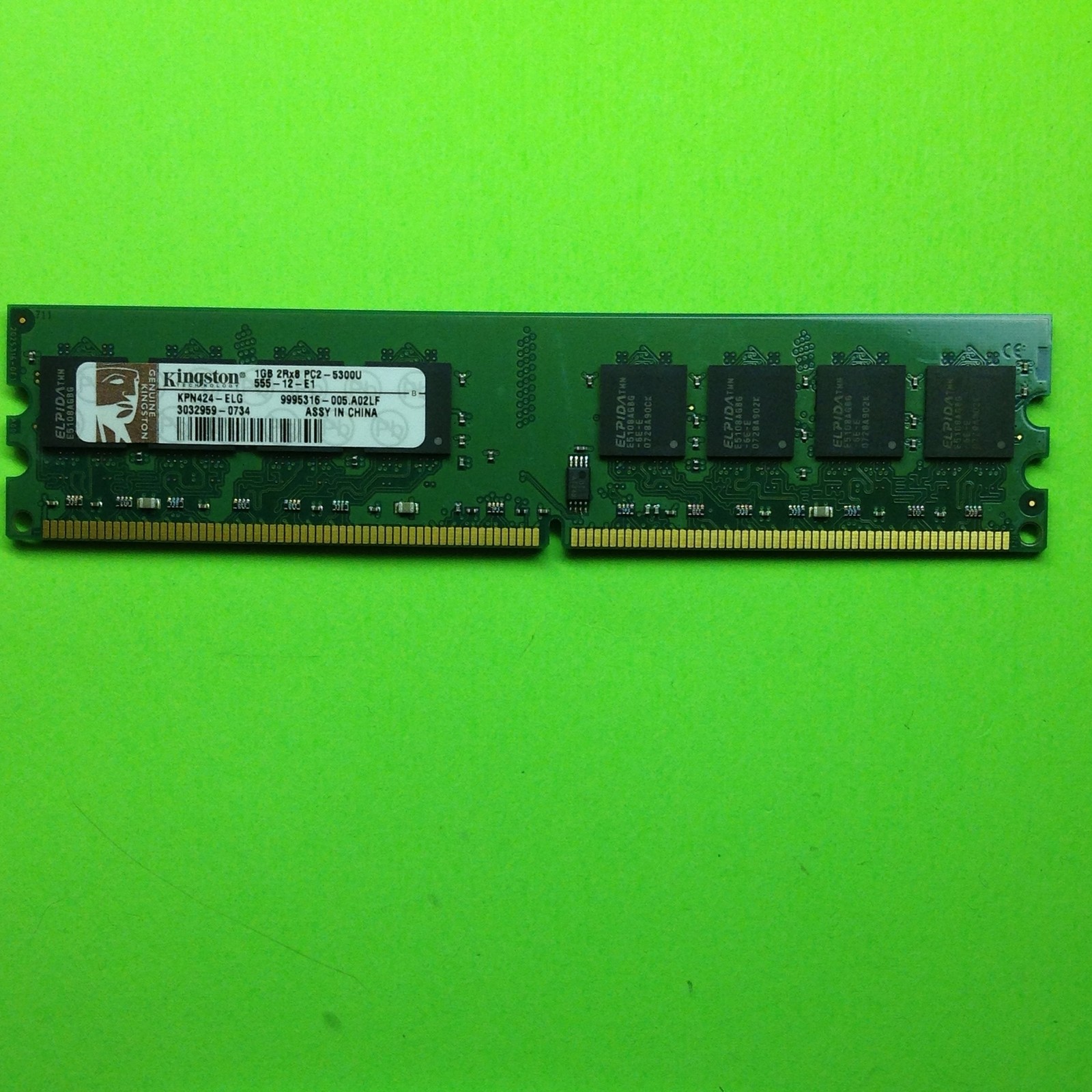 Kingston KPN424-ELG 3032959-0734 1GB DDR2-667 (PC2-5300) PC2-5300U RAM Memory