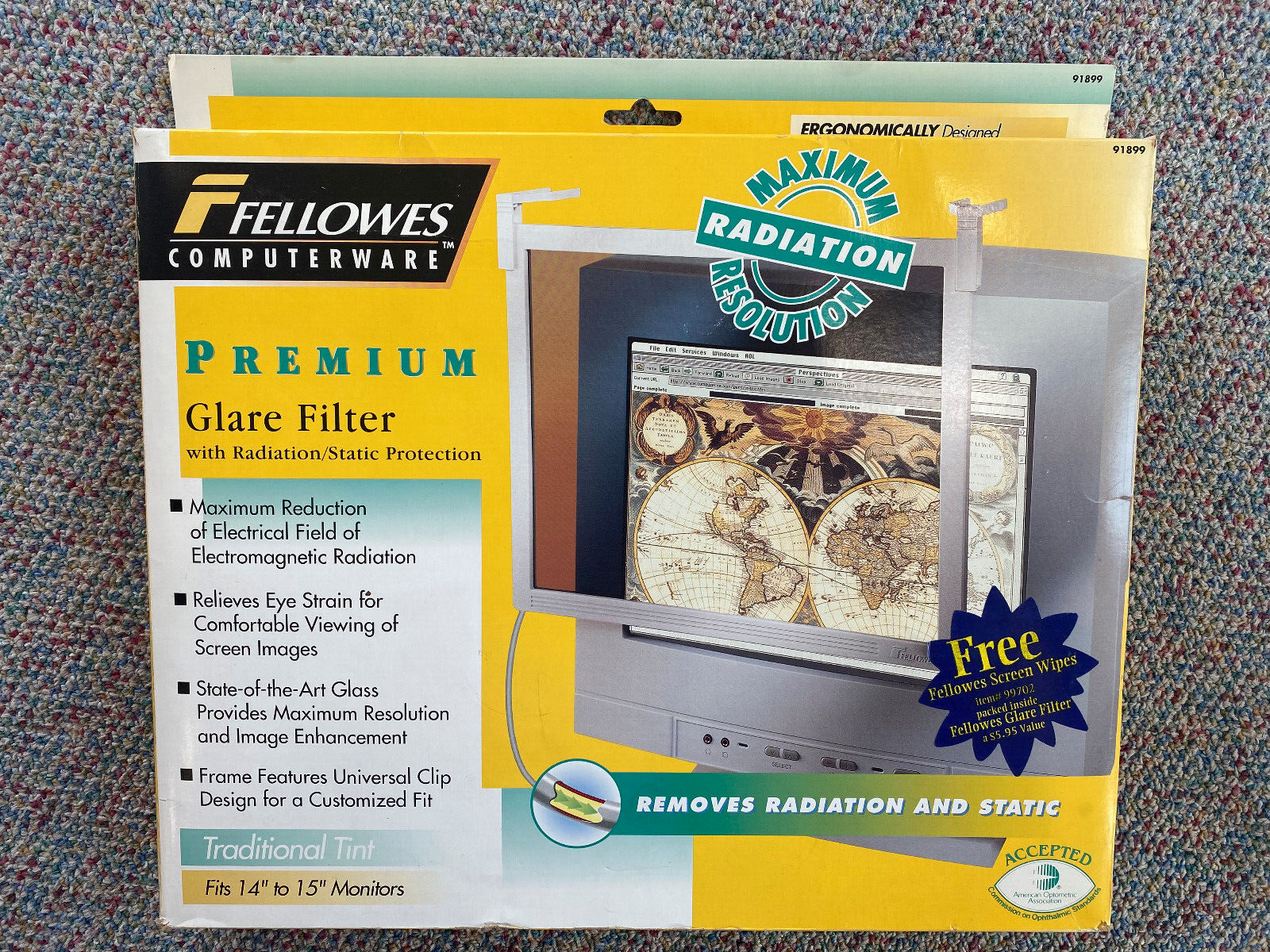 Vtg Fellowes Computerware Premium Glare Filter 14\