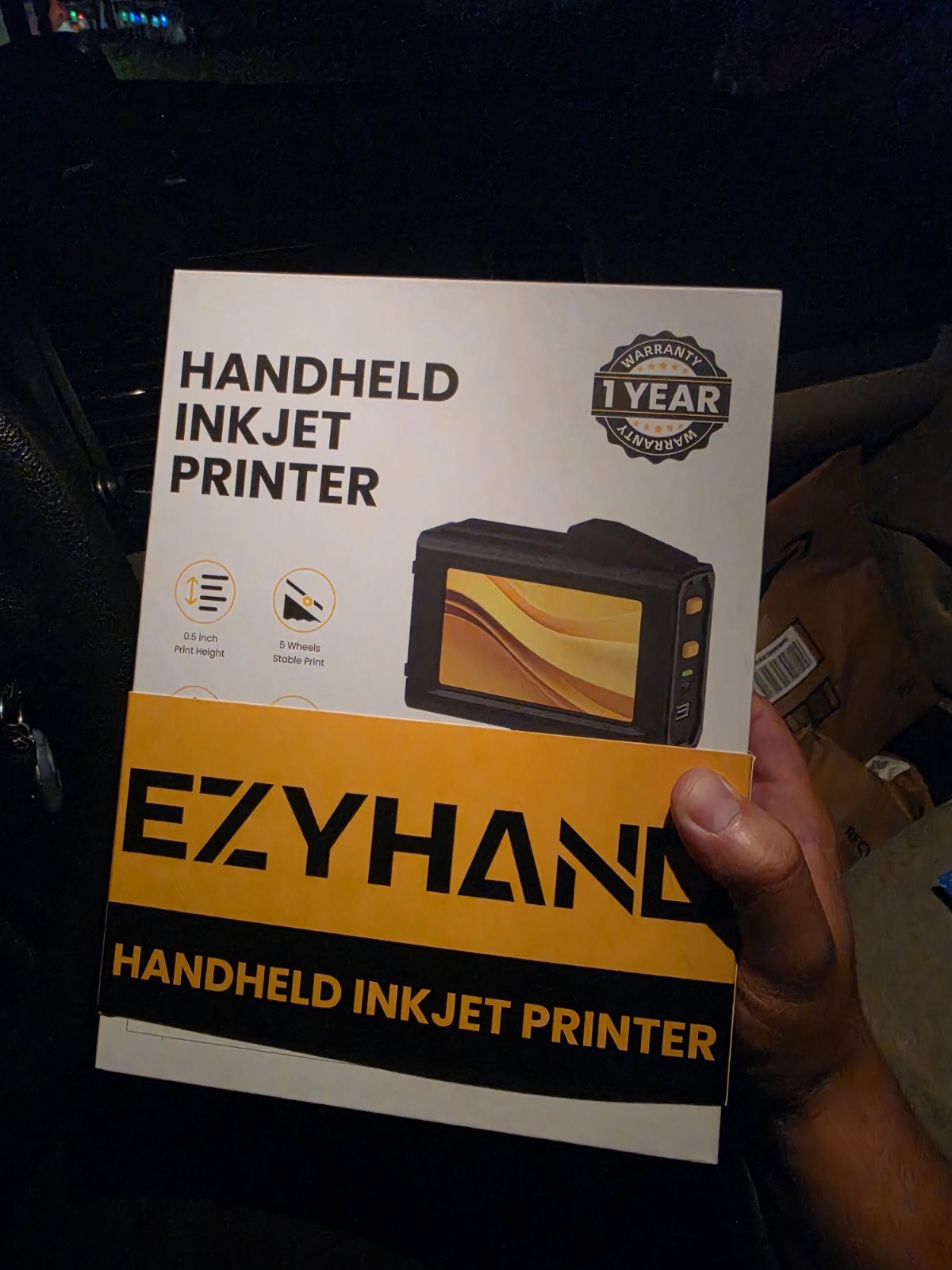 EzyHand Handheld Inkjet Printer, 1 Year Manufacturer Warranty