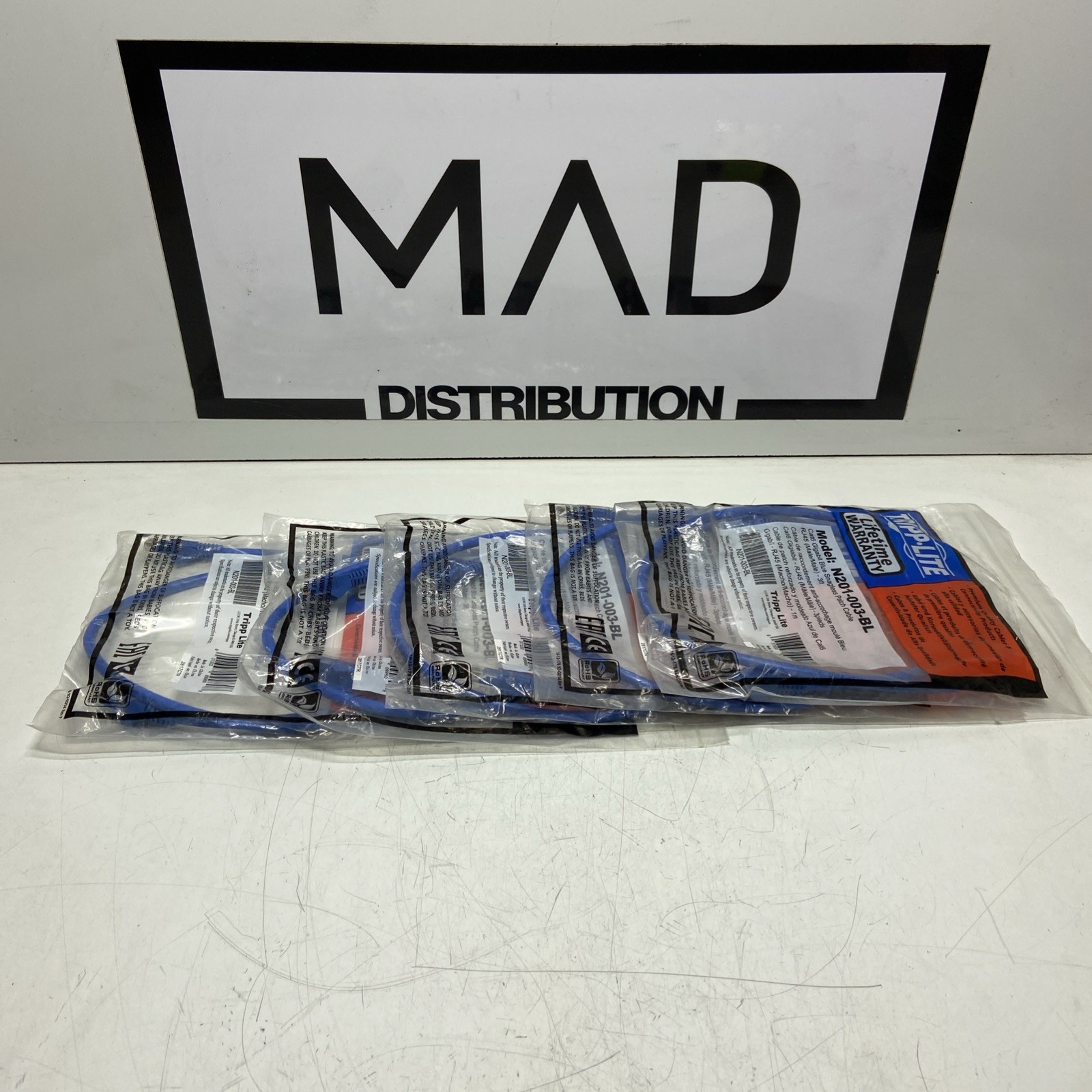 Tripp-Lite N201-003-BL Cat6 Blue Snagless Patch Cable RJ45 3ft Lot 5 New Packs