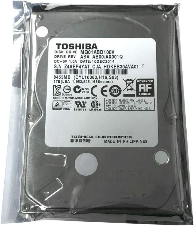 Toshiba MQ01ABD100V 1TB 2.5" SATA Laptop Hard Drive HDD 5400RPM 8MB PS4 PS3
