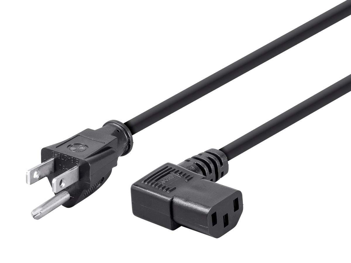 Monoprice 6ft 16AWG Right Angle Power Cord Cable w/ 3 Conductor PC 6ft, black