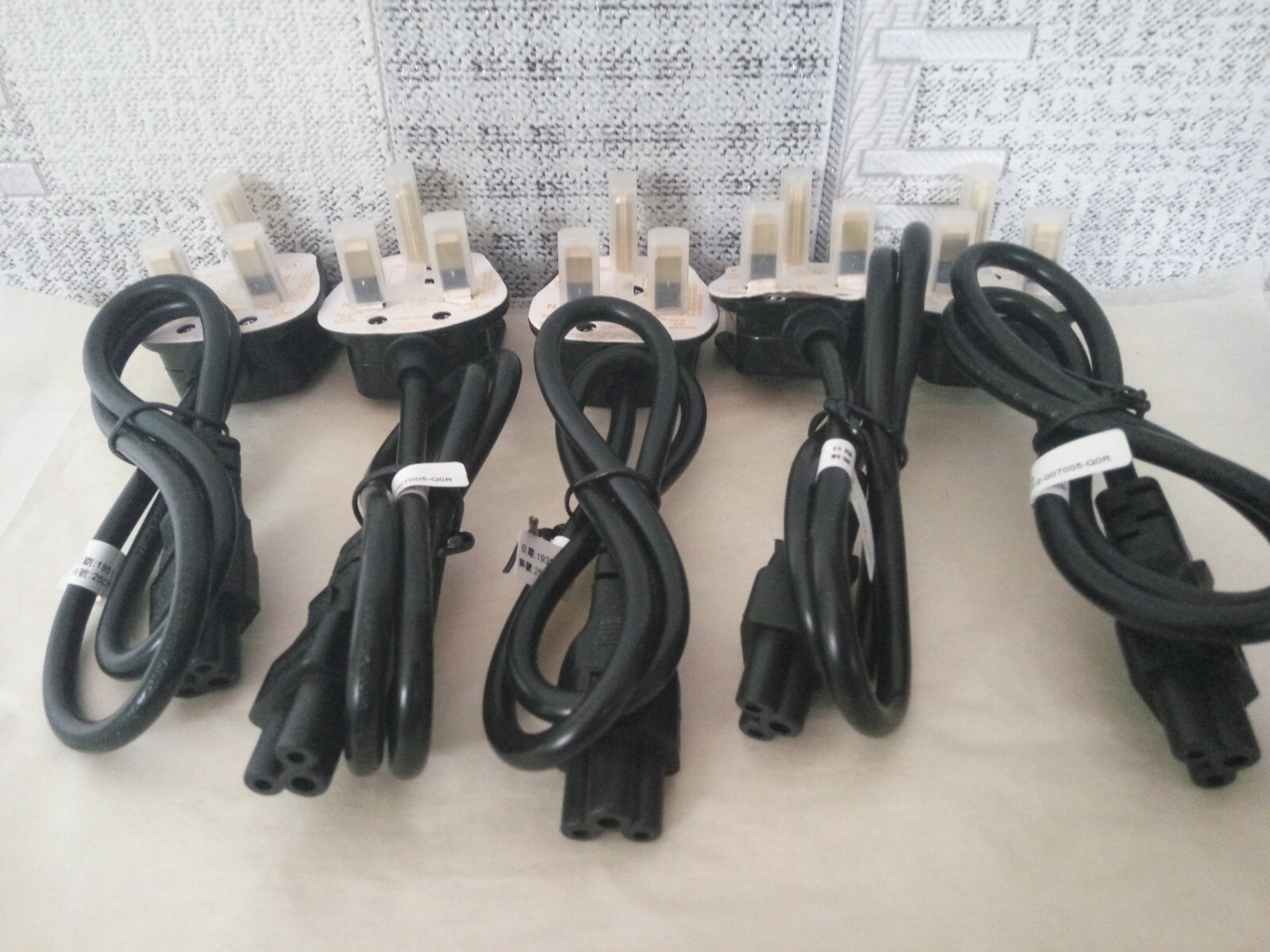 2ft UK Universal 3 Pin AC Power Cord for Computer Printer 5 pieces