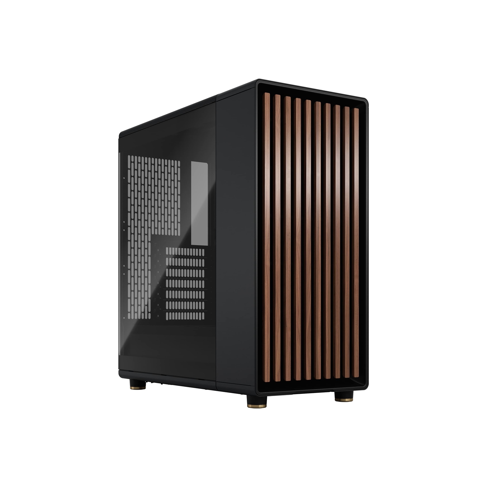 Fractal Design North Charcoal Black Tempered Glass Dark - Genuine Walnut Wood...
