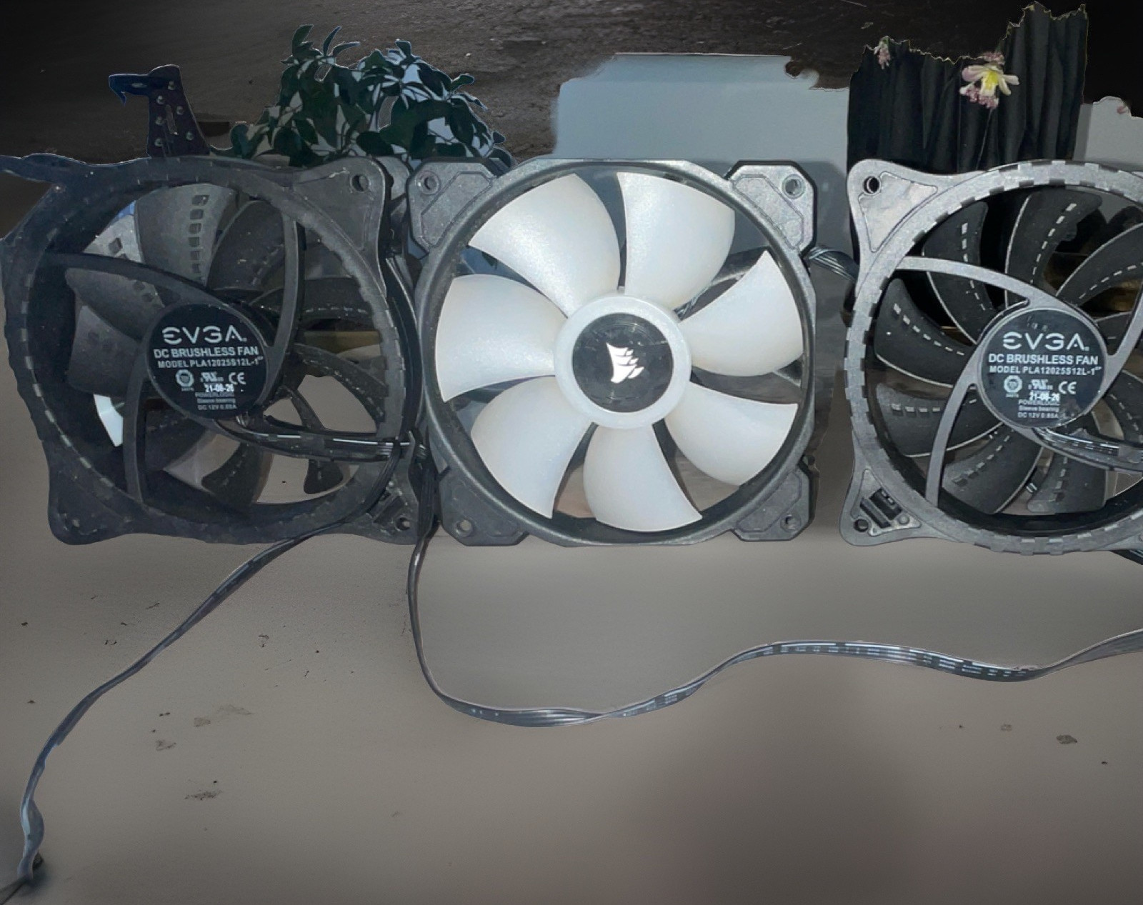EVGA PLA12025S12L-1 & Corsair 120mm Sleeve Case Fans White LED 12V Lot of 3