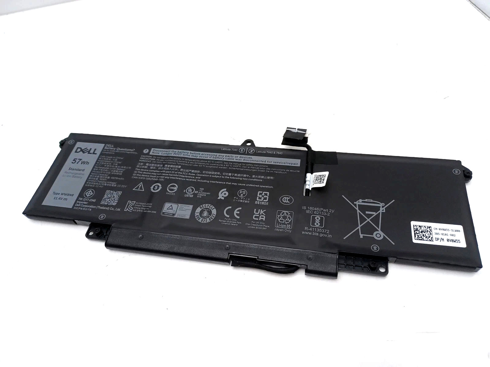 Genuine 57Wh WW8N8 Battery For Dell Latitude 7340 7350 7440 7450 7640 7650 P126F