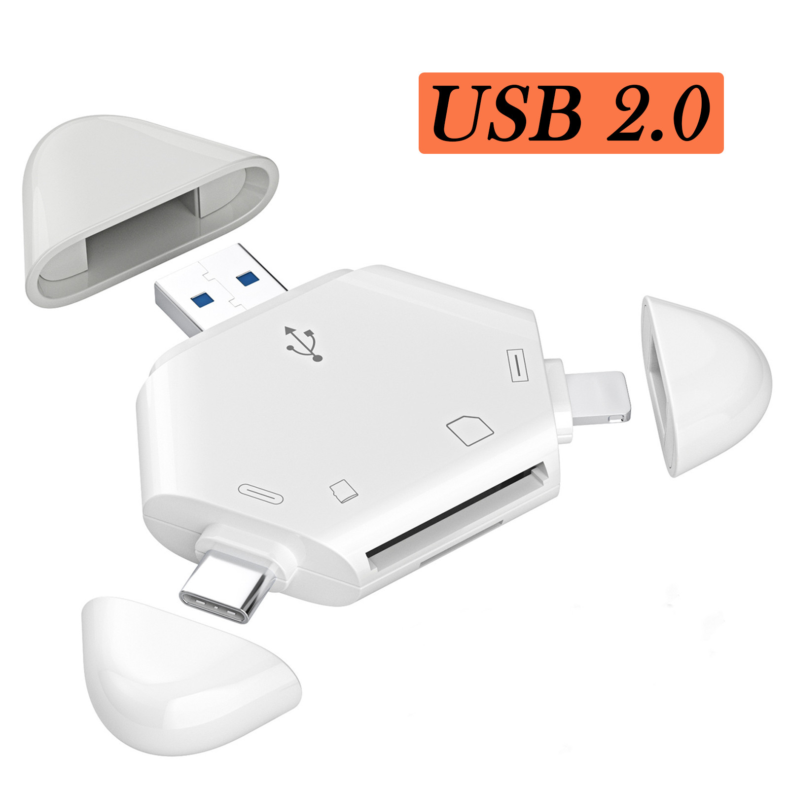3-in-1 Memory Card Reader for iPhone/iPad, USB C and USB A Devices Support SD/TF