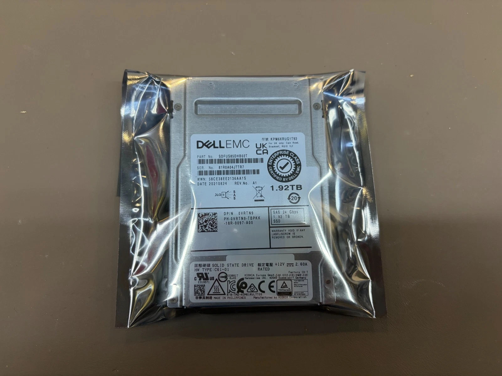 VRTN9 0VRTN9 Dell 1.92TB SAS Read Intensive 2.5in 24GB/s SSD G14 15 16 Tray