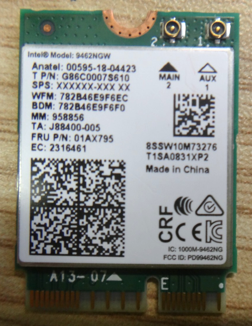 Genuine Intel Dual Band Wireless-AC 9462 (9462NGW) 01AX795