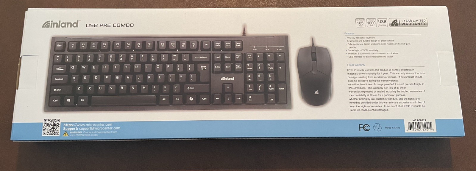Inland IC210 USB Keyboard & Mouse Combo