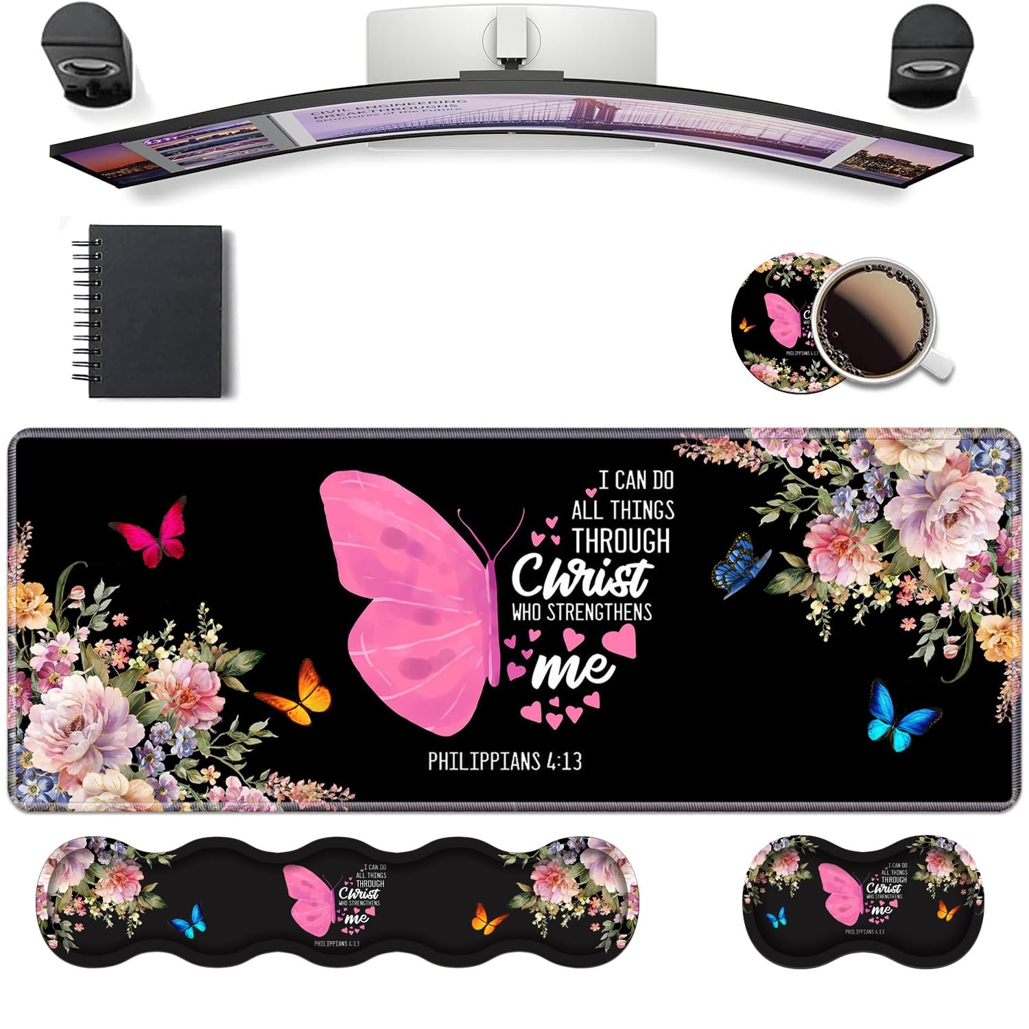 31.5 inches x 11.8 inches, Butterfly Quote Bible Verse Philippians 4-13