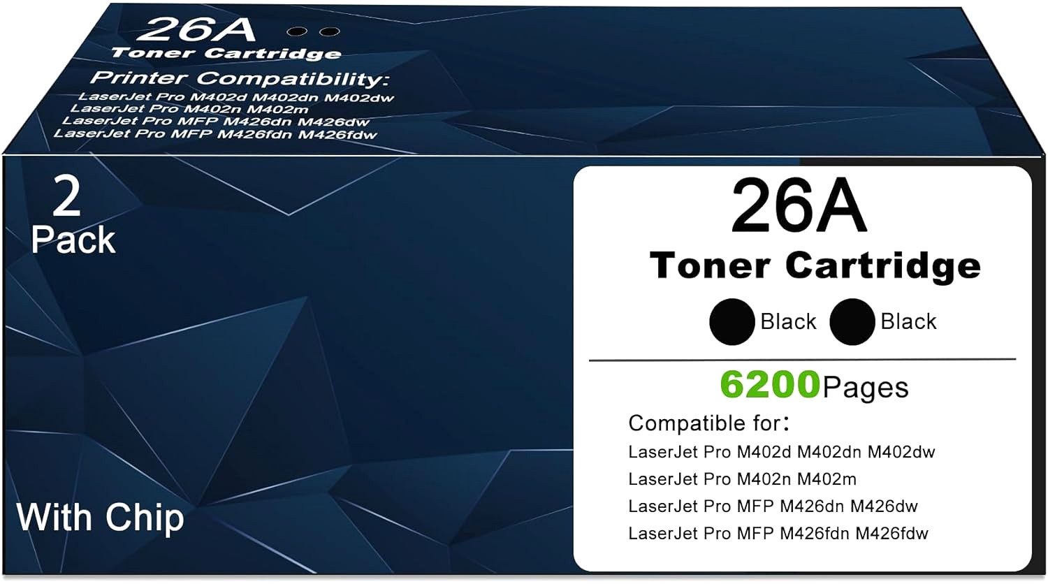 26A Black Toner Cartridges for HP CF226A CF226X 26X LaserJet Pro M40 M426 M427