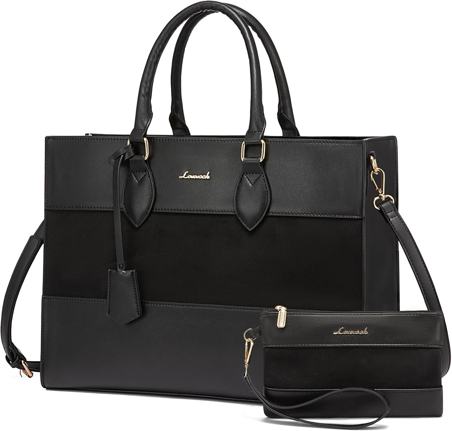 Laptop Bag for Women, 17.3" Waterproof Teacher Work Tote Bag with Clutch Purse