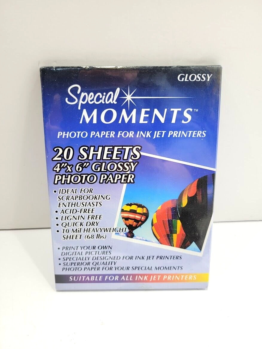 NEW Special Moments Photo Paper 4" x 6" Ink Jet Printers 20 Sheets GLOSSY Sealed