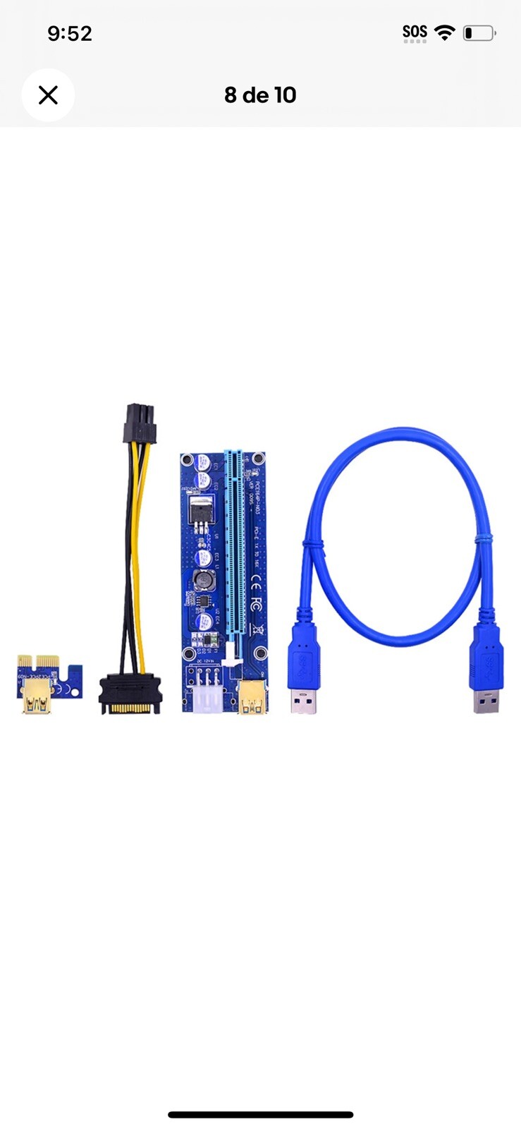 1 Pack PCE164P-NO3 PCI-E 1X to 16X VER003 Riser Card Extender + 15Pin SATA to...