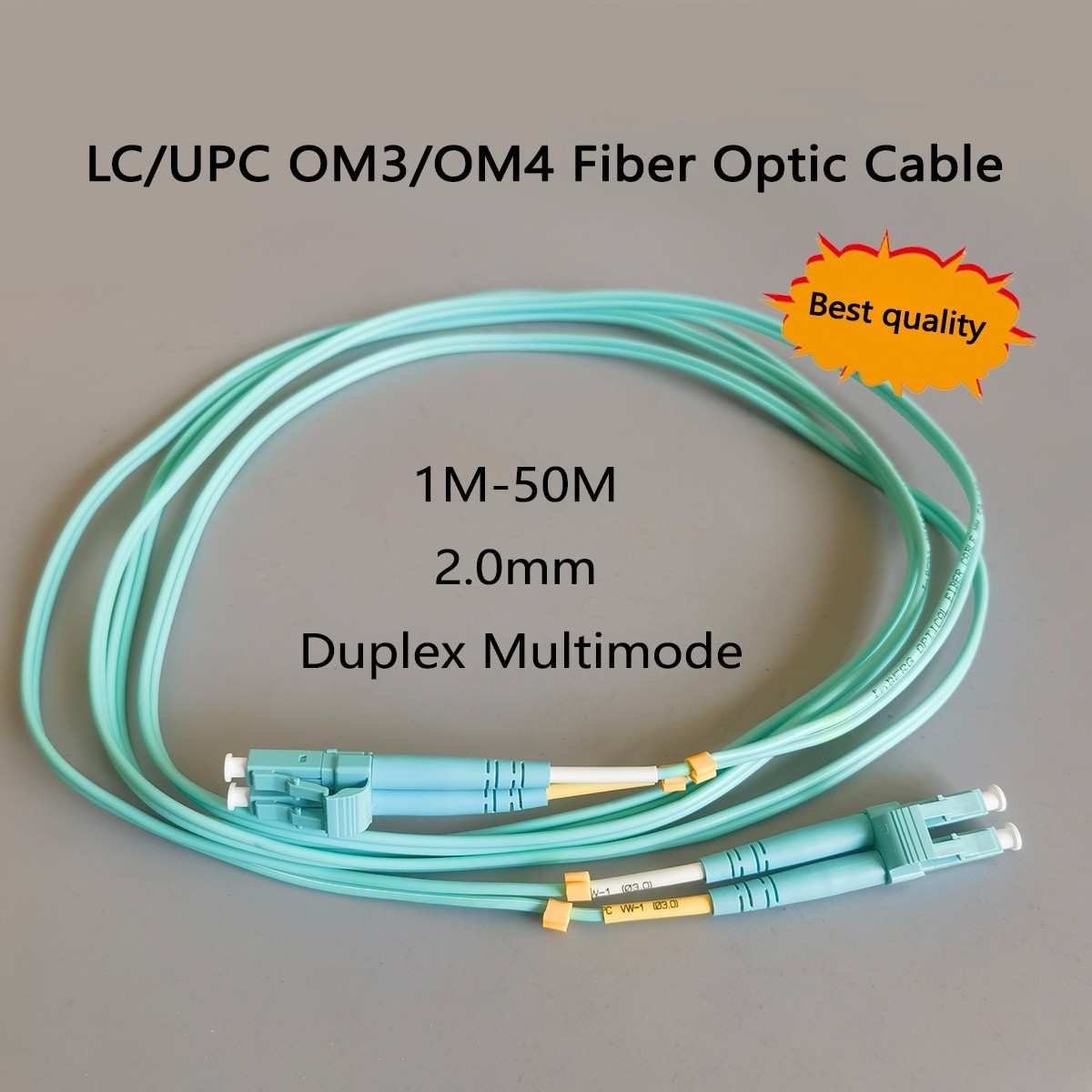 OM3/OM4 Fiber Optic Patch Cable Multimode LC/UPC-LC/UPC Duplex 2.0mm 1M-50M