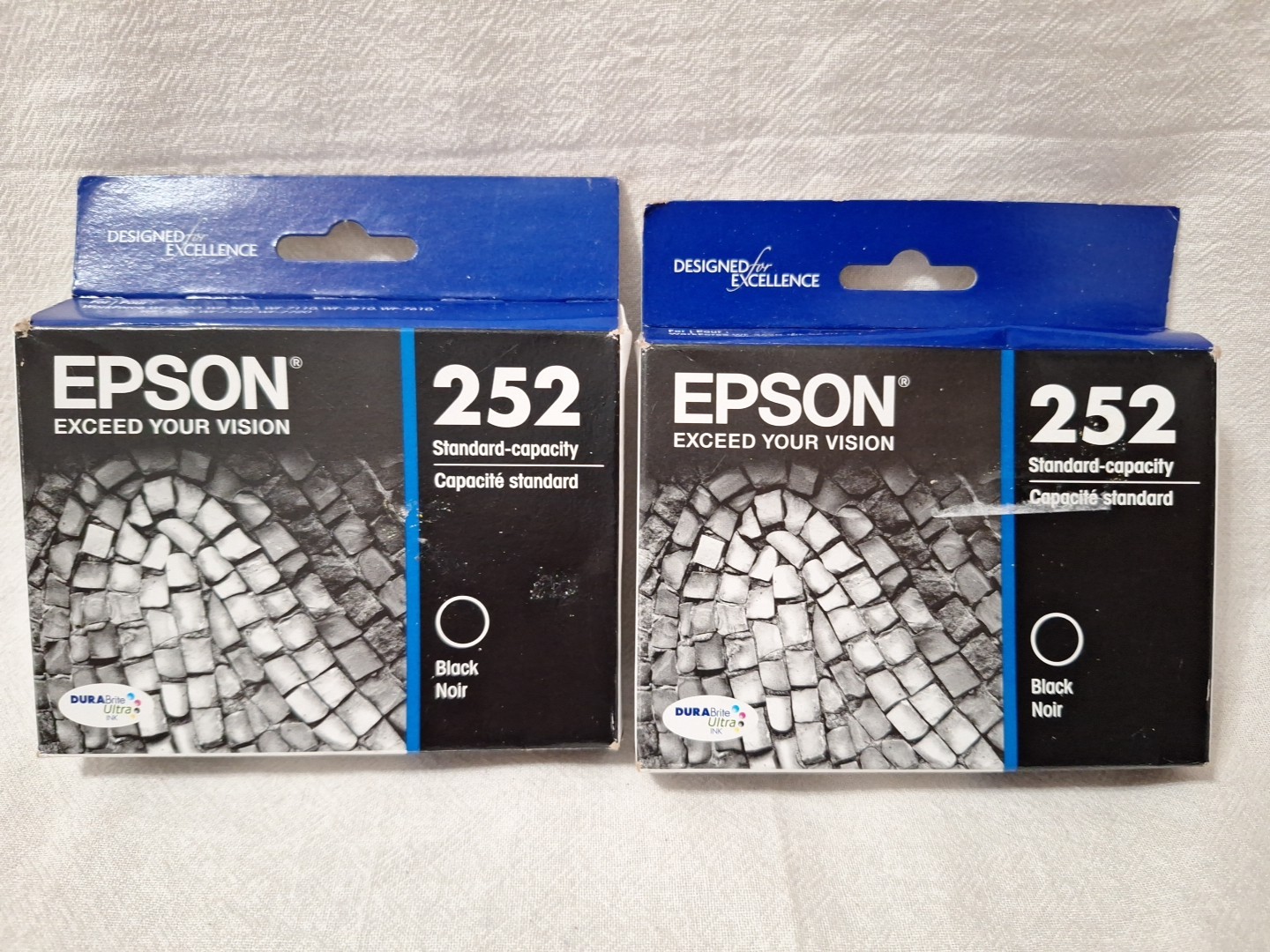 Genuine Epson 252 Black Ink Cartridge Standard Qty 2 Packs of 2ea Sealed 01/25