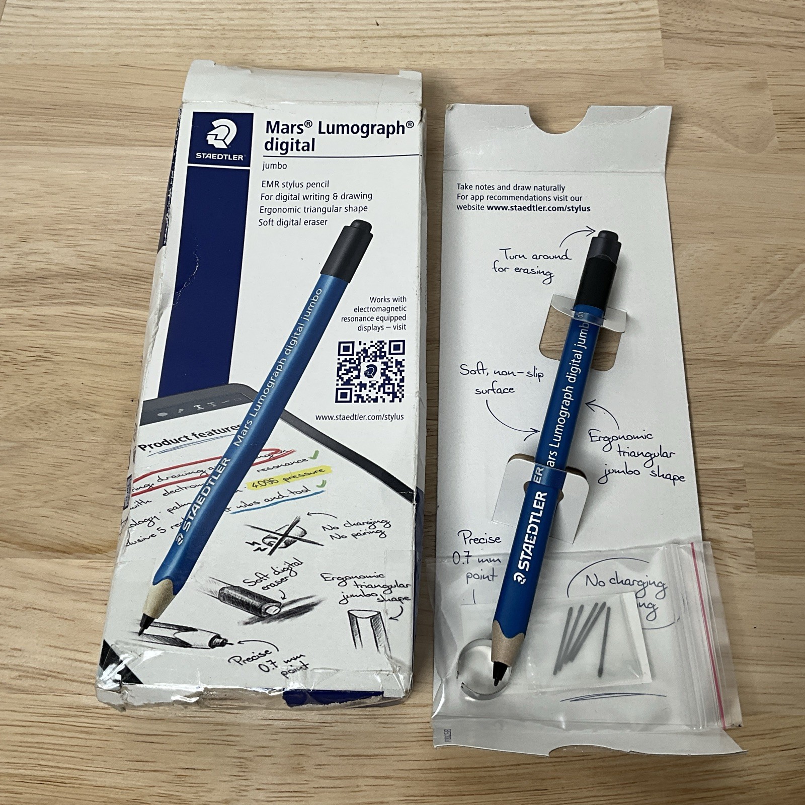 Mars Lumograph Jumbo Digital Stylus Pen with Eraser: No Charging, EMR Palm Re...