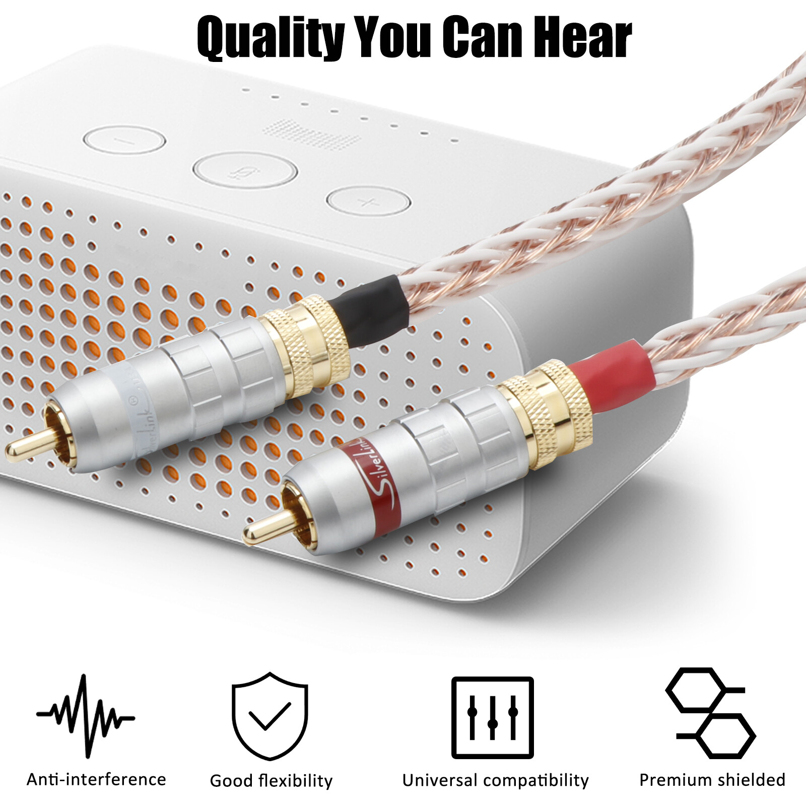 ​Pair OCC Pure Copper Wire + Gold-Plated RCA Plug​ ​HiFi Audio ​RCA Cable