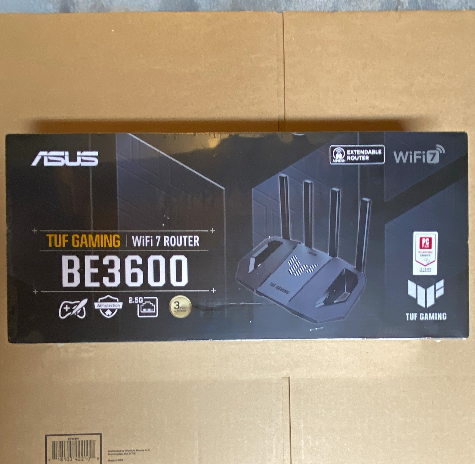 ASUS TUF Gaming BE3600 WiFi 7 Dual-Band Router 4-Port 2.5G USB 3.2