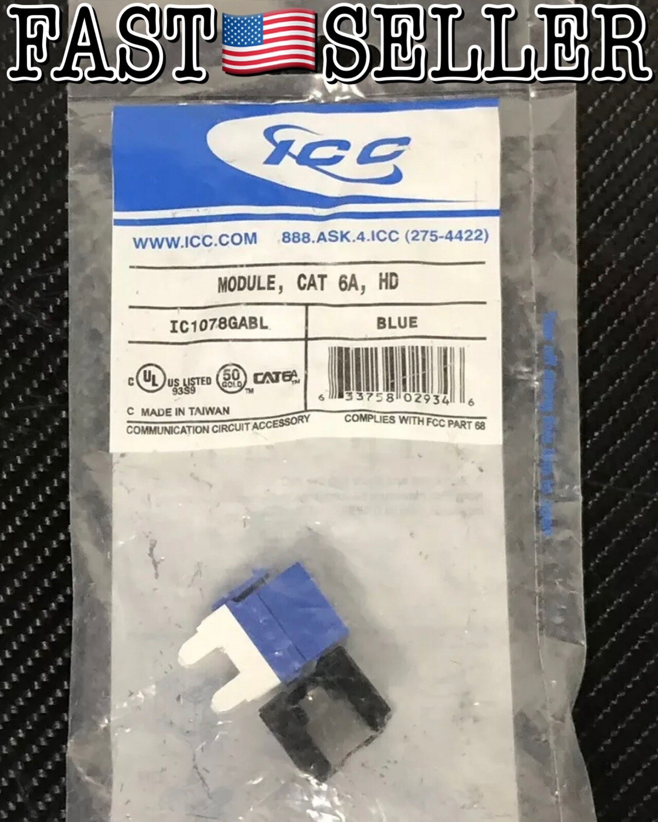 ICC ICC-IC1078GABL / Module CAT6A- HD, Blue Connector - NEW FAST