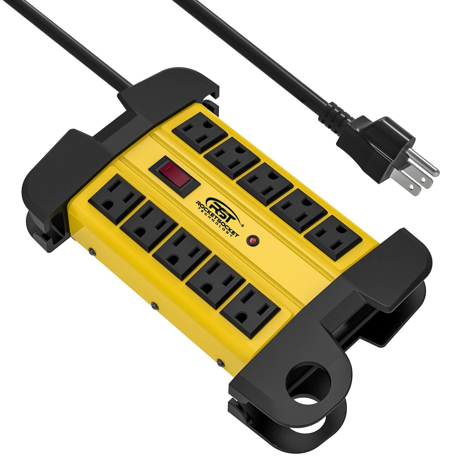 10-Outlet Heavy Duty Power Strip Surge Protector 2800 Joules, 6ft Extension Cord