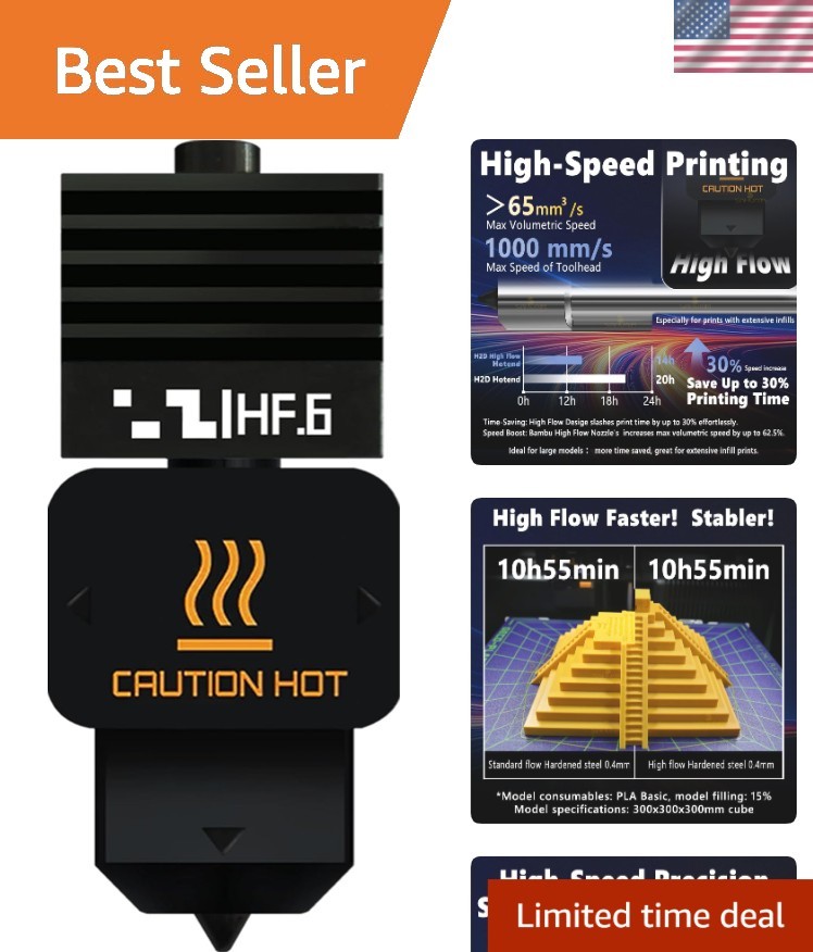 High Flow Hotend 0.6mm for 3D Printer Fast Printing Precision Replacement