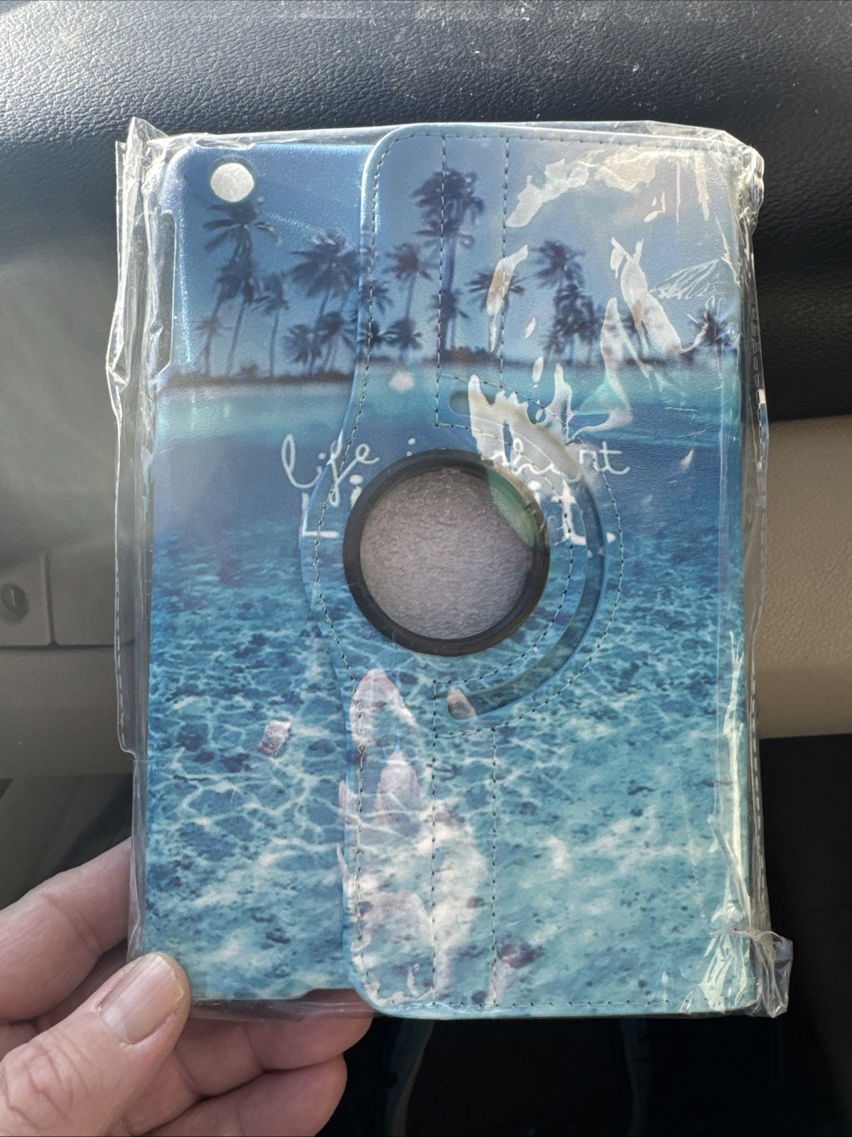 Ipad mini case for 7.9”  “ Life Is Short Live It” Blue Ocean, Palm Trees (NEW)
