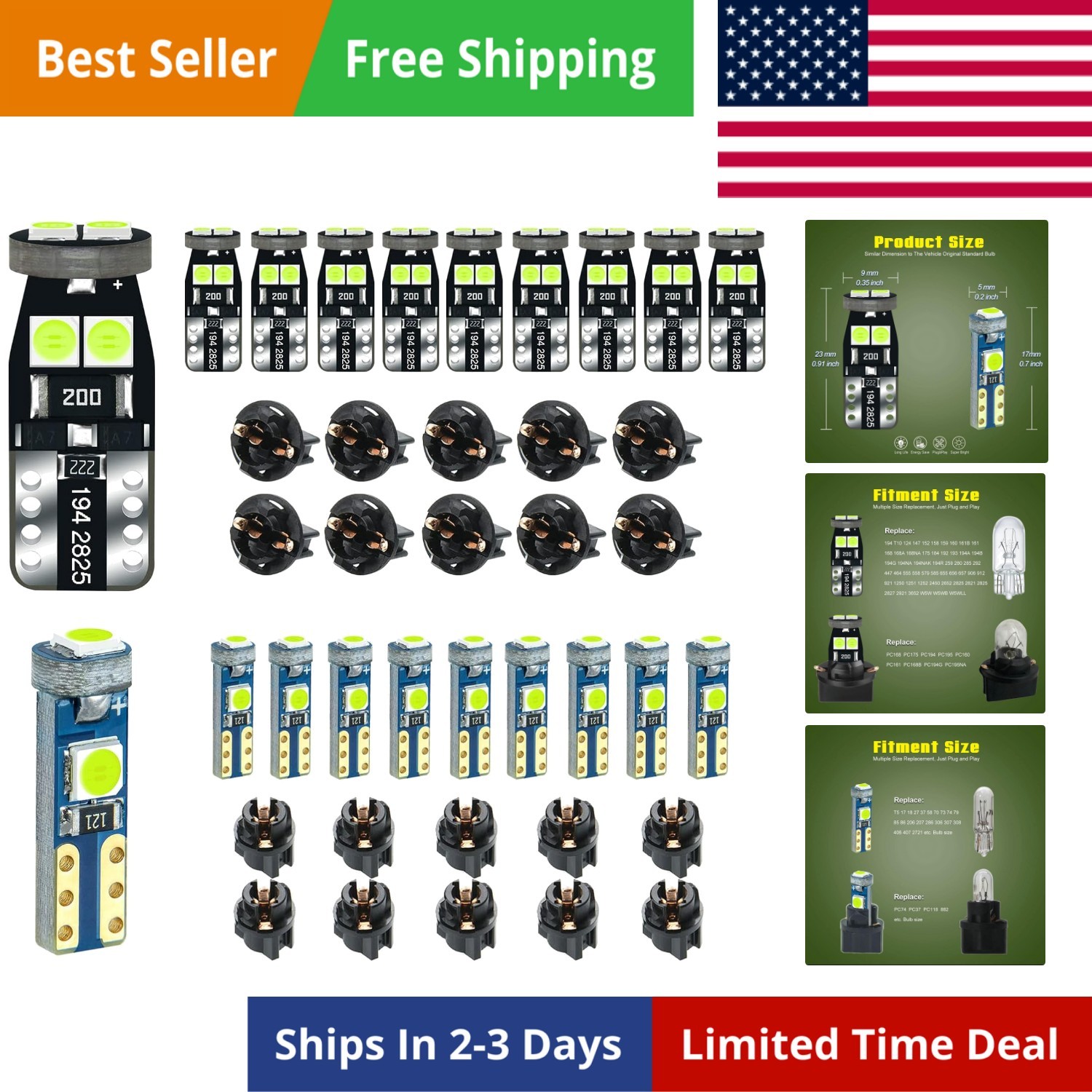 12V Ice Blue T5 PC74 PC37 PC118 T10 PC168 PC175 PC194 PC195 PC160 PC161 Instr...